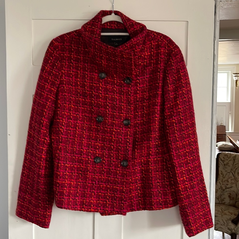 Talbots size 16 red double breasted jacket.